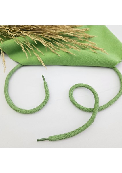 Yeşil 10 Adet Sweatshirt-Eşofman İpi / Ayakkabı Bağcığı / Yuvarlak Tress Kordon İp 125 cm