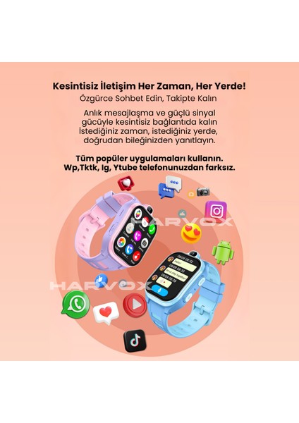 Hx Kids 4g Pro+ Android Sim Kartlı Gps Akıllı Çocuk Saati Konum Takibi Görüntülü Konuşma 4g Destekli fırsatları