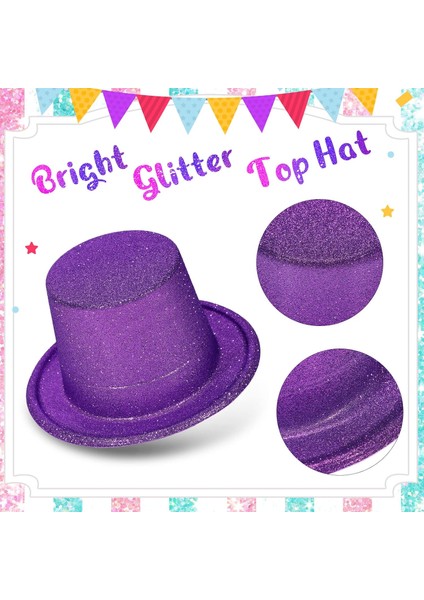 Koyu Mor Renk Violet Parıltılı Simli Fötr Silindir Parti Şapkası fiyatları