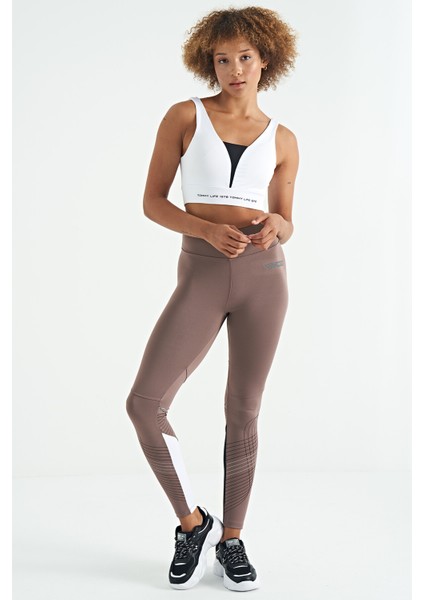 Beyaz Yazı Baskılı Renk Bloklu Dar Kalıp Dalgıç Kumaş Kadın Büstiyer - 97271 modelleri