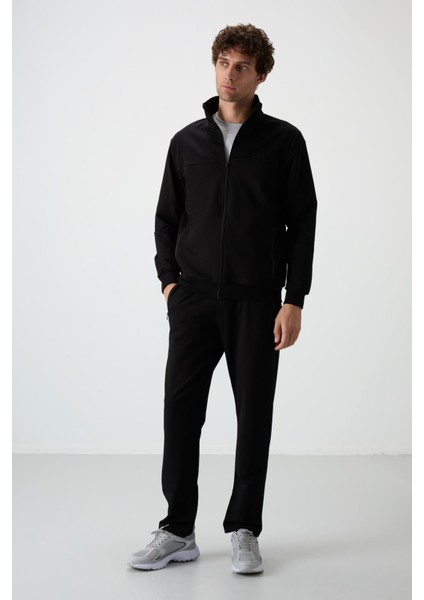 Troy Siyah Standart Kalıp Erkek Eşofman Takım - 85196