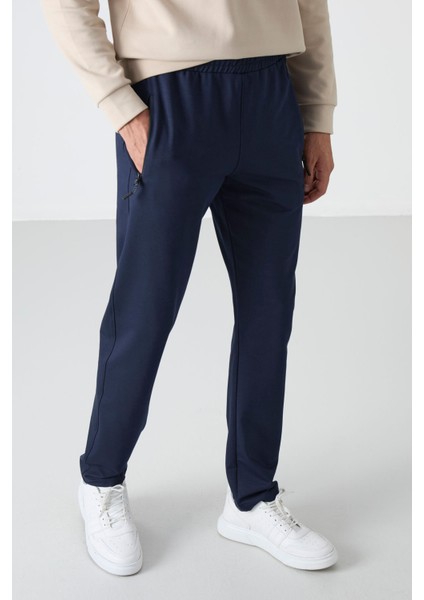 İndigo Fermuarlı Üç Cepli Dar Kalıp Klasik Paça Erkek Eşofman Alt - 84671 fiyatları