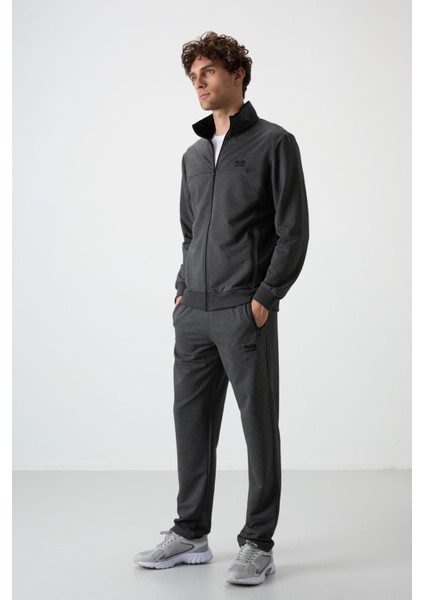 Troy Antrasit Melanj Standart Kalıp Erkek Eşofman Takım - 85196
