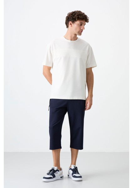 Lacivert Fermuar Cepli Standart Kalıp Klasik Paça Erkek Kapri - 83091