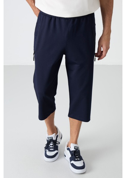 Lacivert Fermuar Cepli Standart Kalıp Klasik Paça Erkek Kapri - 83091 fırsatları