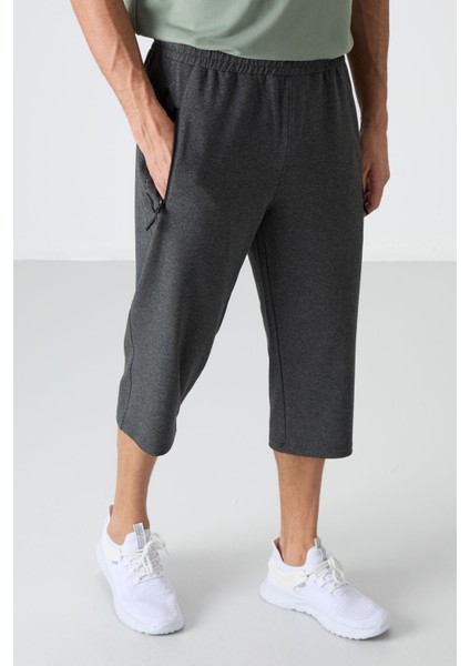 Antrasit Melanj Fermuar Cepli Standart Kalıp Klasik Paça Erkek Kapri - 83091 modelleri