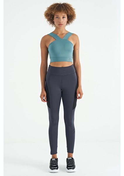 Mint Yeşili Logo Baskılı Dar Kalıp Dalgıç Kumaş Kadın Büstiyer - 97259 fiyatları