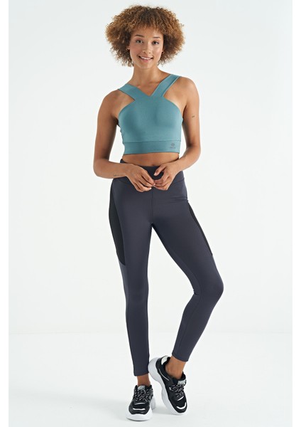 Mint Yeşili Logo Baskılı Dar Kalıp Dalgıç Kumaş Kadın Büstiyer - 97259 indirimleri