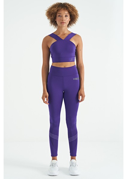 Koyu Mor Logo Baskılı Dar Kalıp Dalgıç Kumaş Kadın Büstiyer - 97259 fiyatları