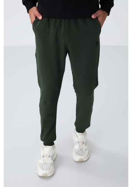 Haki Klasik Cepli Standart Kalıp Manşetli Erkek Eşofman Alt - 84652