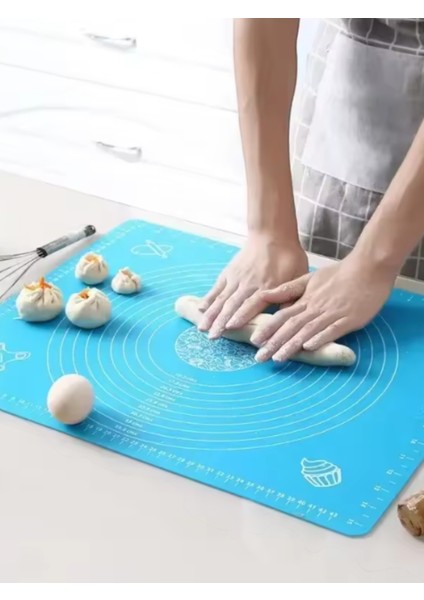 Büyük Boy Silikon Hamur Açma Matı Bambu Saplı Silikon Merdane Metal Hamur Kesme Aparatı fırsatları