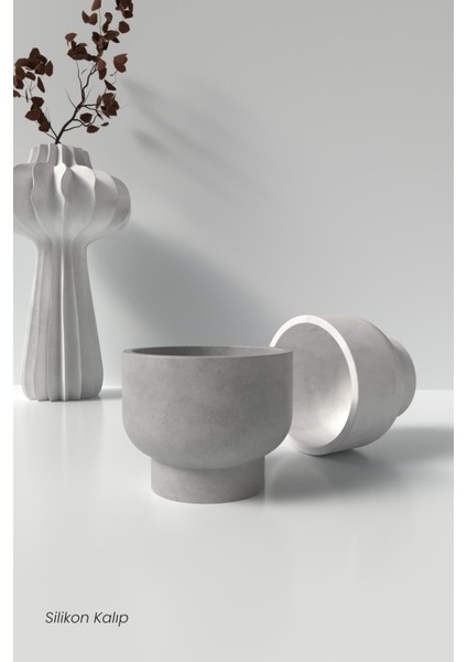 Beton Saksı ve Mumluk Silikon Kalıp -Bowl M2 Mumluk Silikon Kalıp -Beton Mumluk Kalıbı 8 x 10 cm