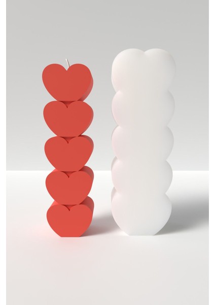 Sevgililer Günü Mum Silikon Kalıp - Kalpli Uzun Sevgililer Gününe Özel Mum Silikon Kalıp 16X4.3 cm