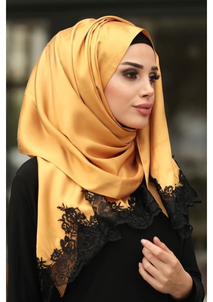 - Dantelli Ipek Görünümlü Şal 1035