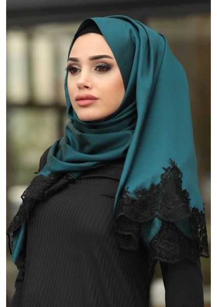 Dantelli İpek Görünümlü Tesettür Şal 1037