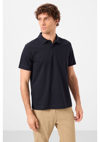 Lacivert Standart Kalıp Basic Polo Yaka Erkek T-Shirt - 87748