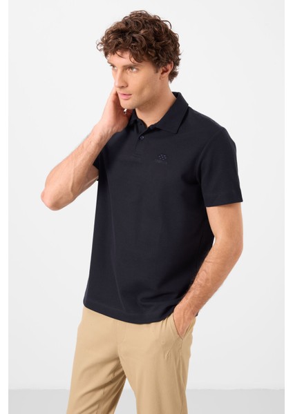 Lacivert Standart Kalıp Basic Polo Yaka Erkek T-Shirt - 87748 fırsatları