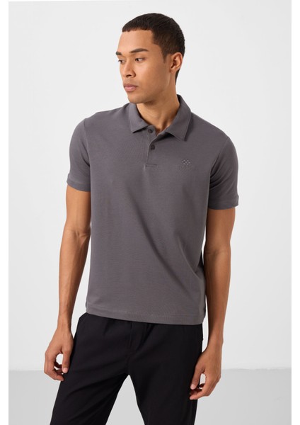 Koyu Gri Standart Kalıp Basic Polo Yaka Erkek T-Shirt - 87748 fırsatları