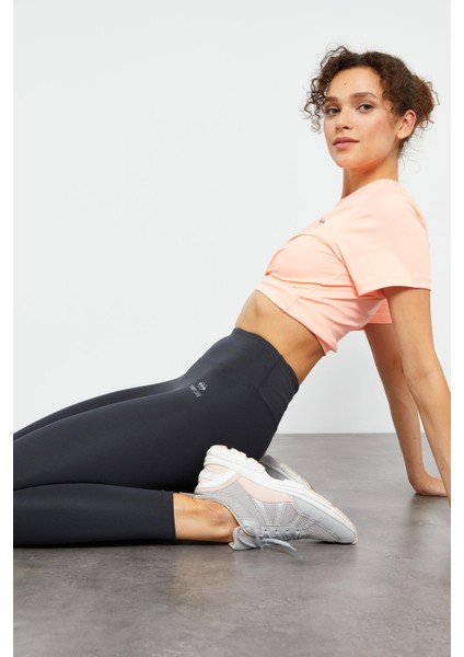 Antrasit Yüksek Bel Streç Slim Fit Dar Paça Kadın Tayt - 94545 modelleri