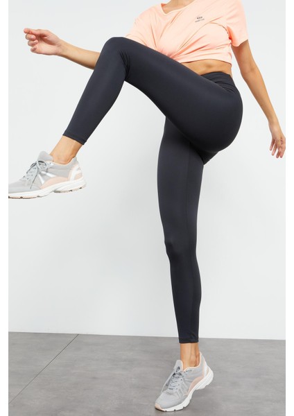 Antrasit Yüksek Bel Streç Slim Fit Dar Paça Kadın Tayt - 94545 fırsatları