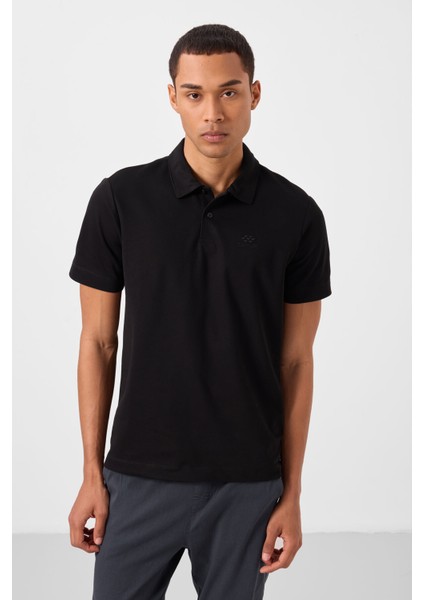 Siyah Standart Kalıp Basic Polo Yaka Erkek T-Shirt - 87748