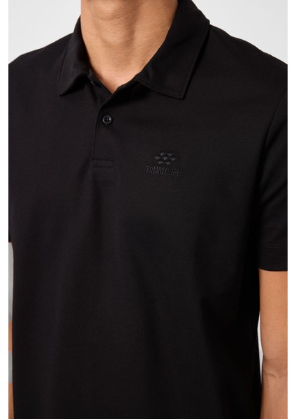 Siyah Standart Kalıp Basic Polo Yaka Erkek T-Shirt - 87748 modelleri