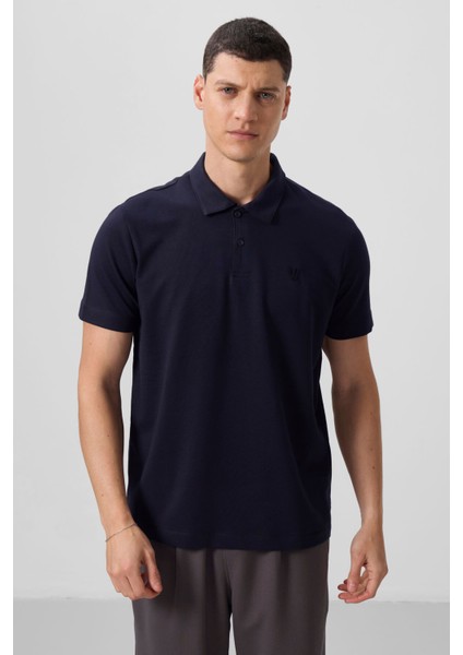Lacivert Standart Kalıp Basic Polo Yaka Erkek T-Shirt - 87768