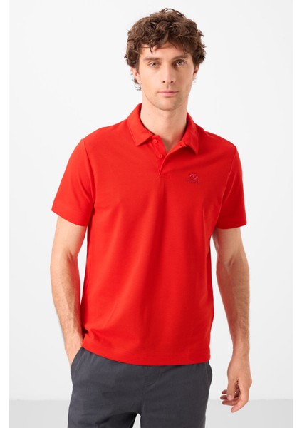 Kırmızı Standart Kalıp Basic Polo Yaka Erkek T-Shirt - 87748