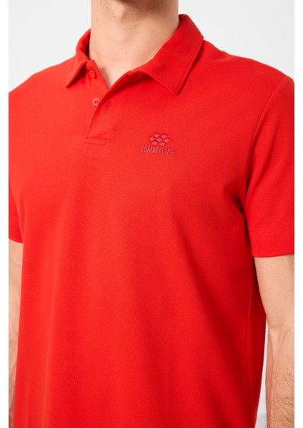 Kırmızı Standart Kalıp Basic Polo Yaka Erkek T-Shirt - 87748 indirimleri