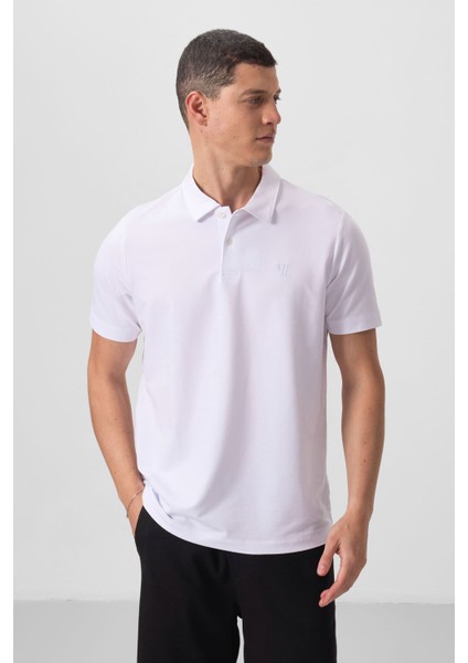 Beyaz Standart Kalıp Basic Polo Yaka Erkek T-Shirt - 87768
