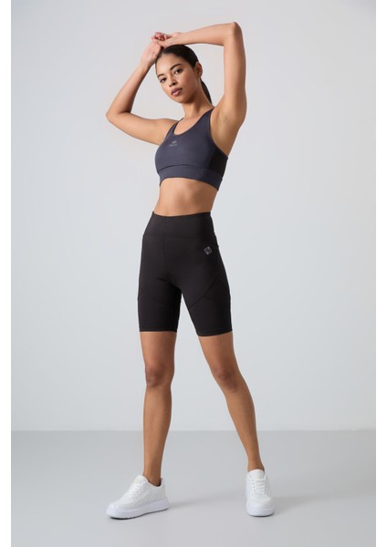 Antrasit Çapraz Sırt Detaylı Slim Fit U Yaka Pedli Kadın Spor Büstiyer - 97121 fiyatları