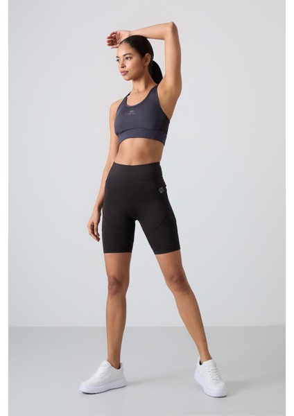 Antrasit Çapraz Sırt Detaylı Slim Fit U Yaka Pedli Kadın Spor Büstiyer - 97121 indirimleri