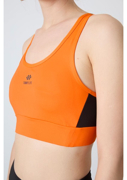 Neon Oranj Çapraz Sırt Detaylı Slim Fit U Yaka Pedli Kadın Spor Büstiyer - 97121 fiyatları