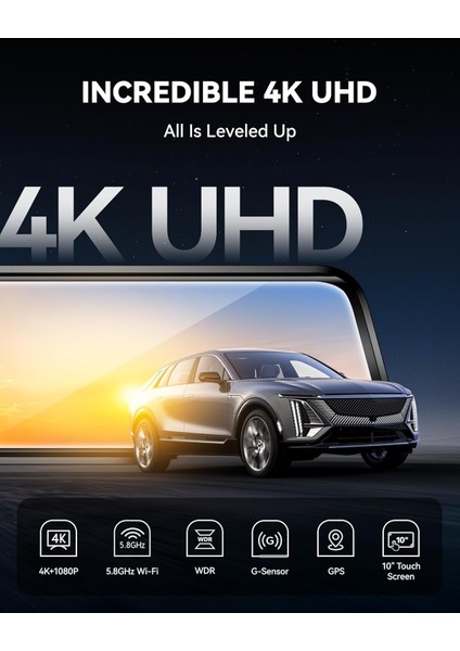 G930 10" 4K Ayna Dash Cam, Ön ve Arka Wdr, Dokunmatik Ekran, 5,8 Ghz Wifi, fırsatları