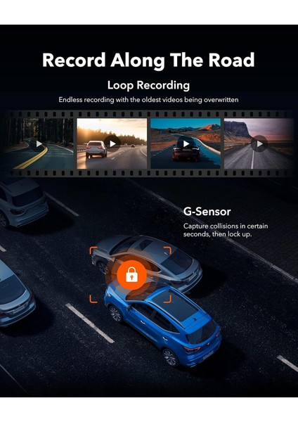 G930 10" 4K Ayna Dash Cam, Ön ve Arka Wdr, Dokunmatik Ekran, 5,8 Ghz Wifi,