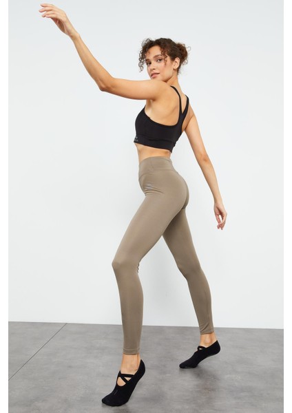 Camel Yüksek Bel Streç Slim Fit Dar Paça Kadın Tayt - 94545