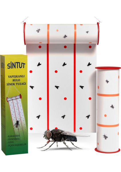 10 Metre Rulo Tipi Yapışkan Sinek Tuzağı, Iç ve Dış Alanlar Için Sinek Kapanı. %100 Etkili