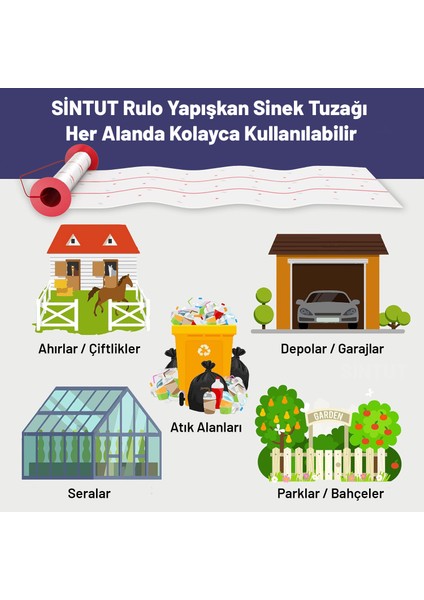 10 Metre Rulo Tipi Yapışkan Sinek Tuzağı, Iç ve Dış Alanlar Için Sinek Kapanı. %100 Etkili