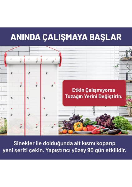 10 Metre Rulo Tipi Yapışkan Sinek Tuzağı, Iç ve Dış Alanlar Için Sinek Kapanı. %100 Etkili