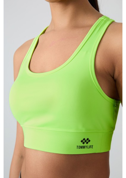 Neon Sarı Sırt Detaylı Dar Kalıp U Yaka Kadın Spor Büstiyer - 97120 fiyatları