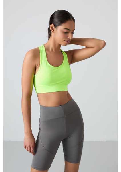 Neon Sarı Sırt Detaylı Dar Kalıp U Yaka Kadın Spor Büstiyer - 97120 fırsatları