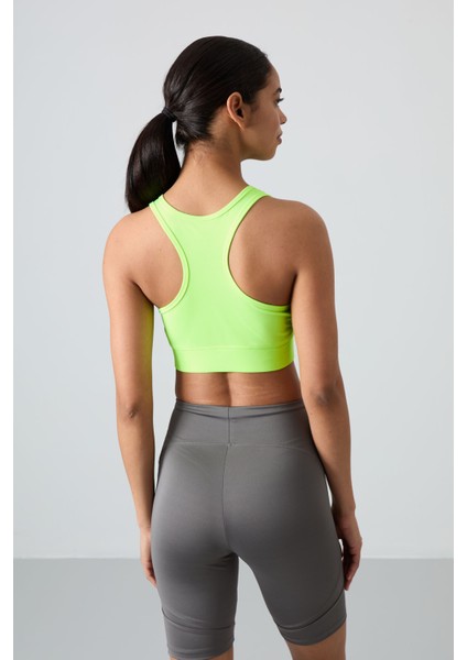 Neon Sarı Sırt Detaylı Dar Kalıp U Yaka Kadın Spor Büstiyer - 97120 indirimleri