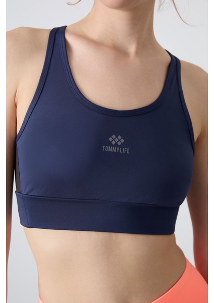 İndigo Çapraz Sırt Detaylı Slim Fit U Yaka Pedli Kadın Spor Büstiyer - 97121 fiyatları