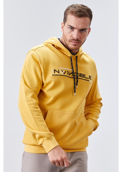 Hardal Kanguru Cep Standart Kalıp Kapüşonlu Erkek Sweatshirt - 87883