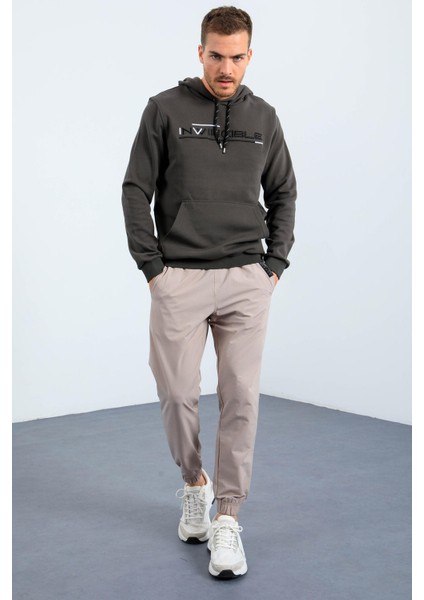 Haki Kanguru Cep Standart Kalıp Kapüşonlu Erkek Sweatshirt - 87883 fiyatları