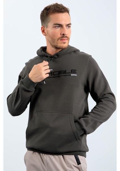 Haki Kanguru Cep Standart Kalıp Kapüşonlu Erkek Sweatshirt - 87883 indirimleri