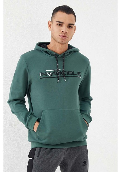 Yeşil Kanguru Cep Standart Kalıp Kapüşonlu Erkek Sweatshirt - 87883 fırsatları