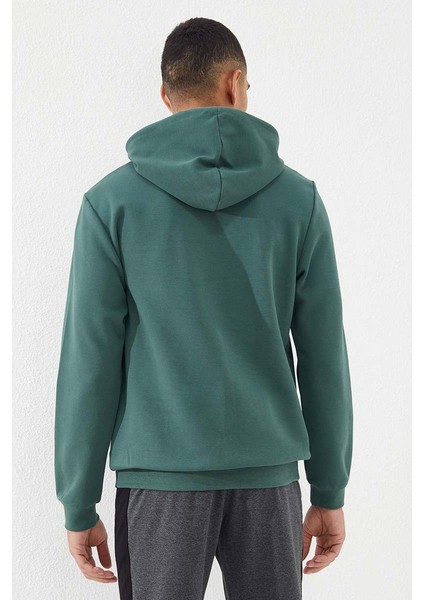 Yeşil Kanguru Cep Standart Kalıp Kapüşonlu Erkek Sweatshirt - 87883 indirimleri