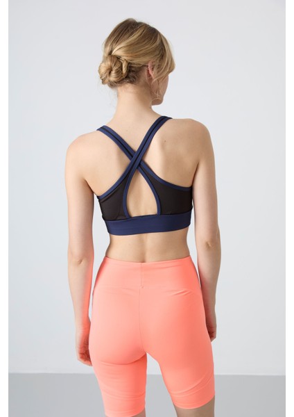 İndigo Çapraz Sırt Detaylı Slim Fit U Yaka Pedli Kadın Spor Büstiyer - 97121 indirimleri