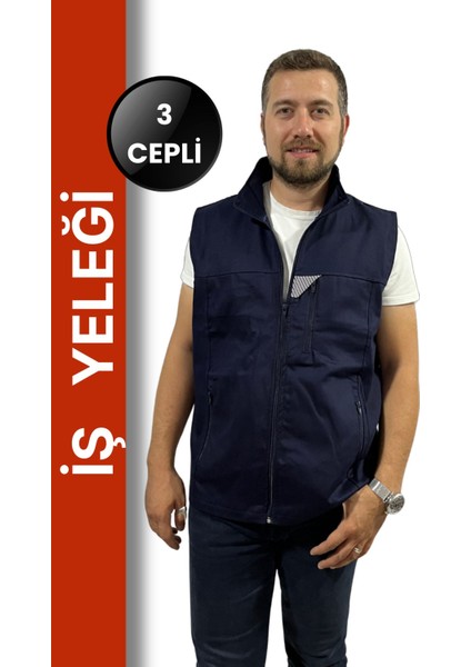 Yazlık Iş Yeleği 16/12 Gabardin - 3 Cepli, Fermuarlı, Çizgi Reflektörlü, %100 Pamuk Kumaş fiyatları